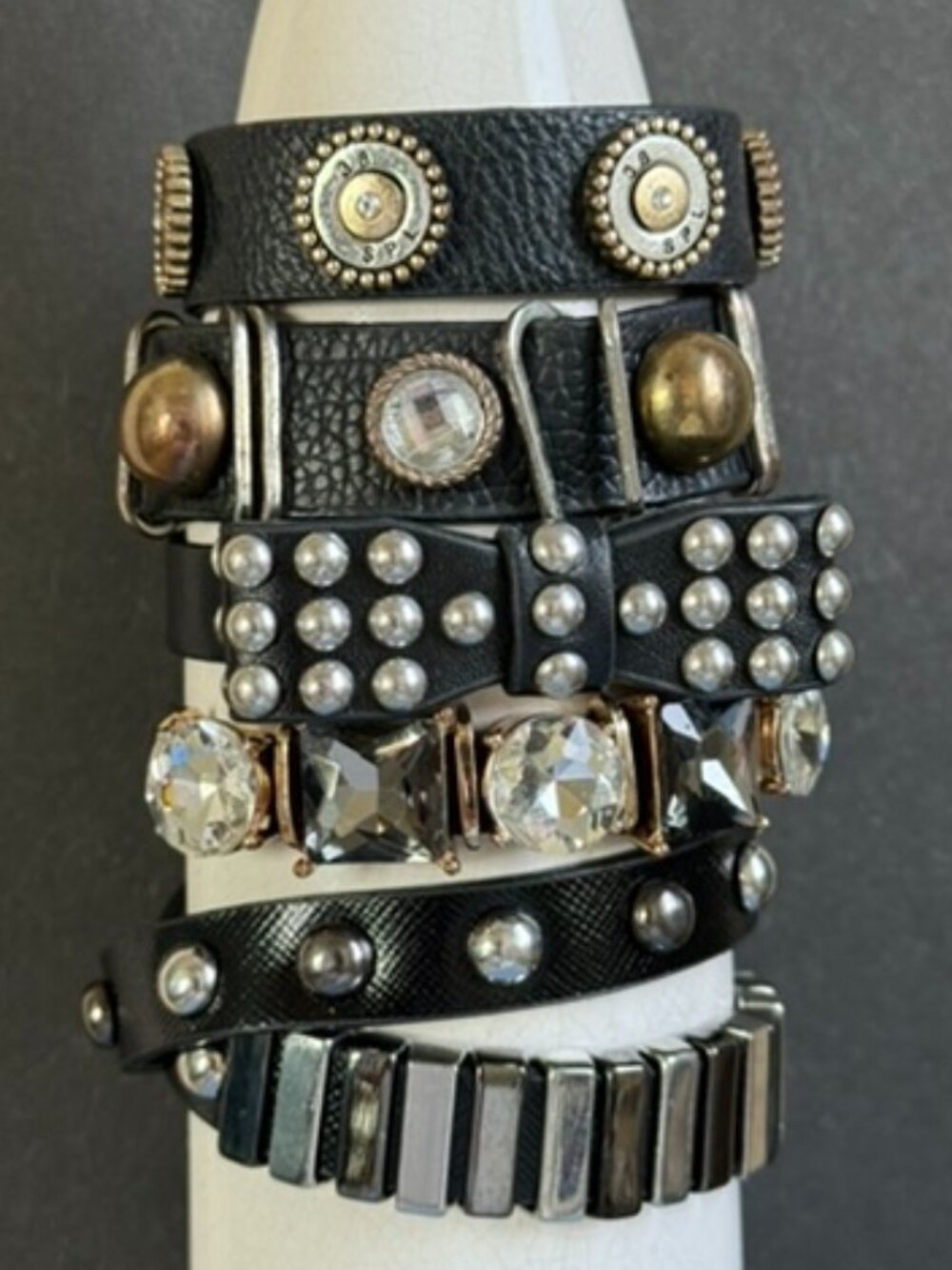 SET of 5 Punk-Inspired Studded Black Bracelets WEAR, SHARE or RESELL